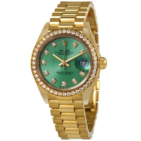 women rolex green|Rolex women's green face.